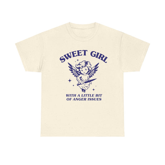 Sweet girl with a little bit of anger issues - Unisex Heavy Cotton Tee