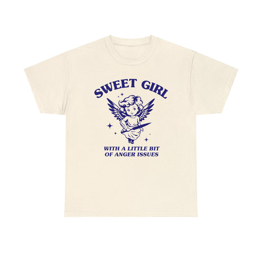 Sweet girl with a little bit of anger issues - Unisex Heavy Cotton Tee